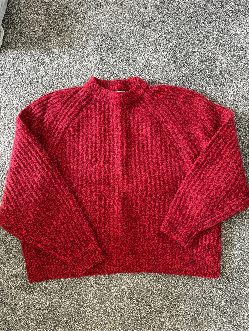 Madewell Red Ribbed Mock Neck Sweater